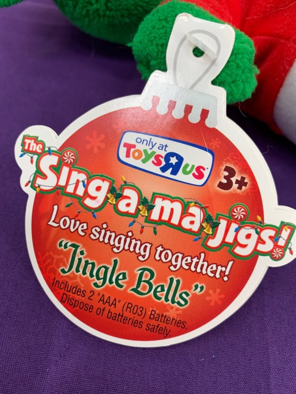 Toys R Us 2010 Mattel Sing A Ma Jigs Plush Doll Christmas Figure GREEN with Sant - Picture 5 of 10
